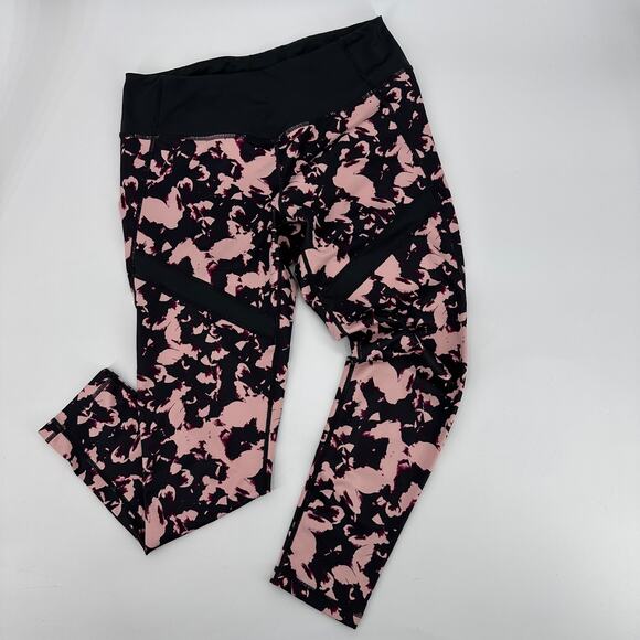 Z by Zella Floral Stretchy Cropped Yoga Pant Women's L Black/Pink/Purple Crop - Picture 1 of 5